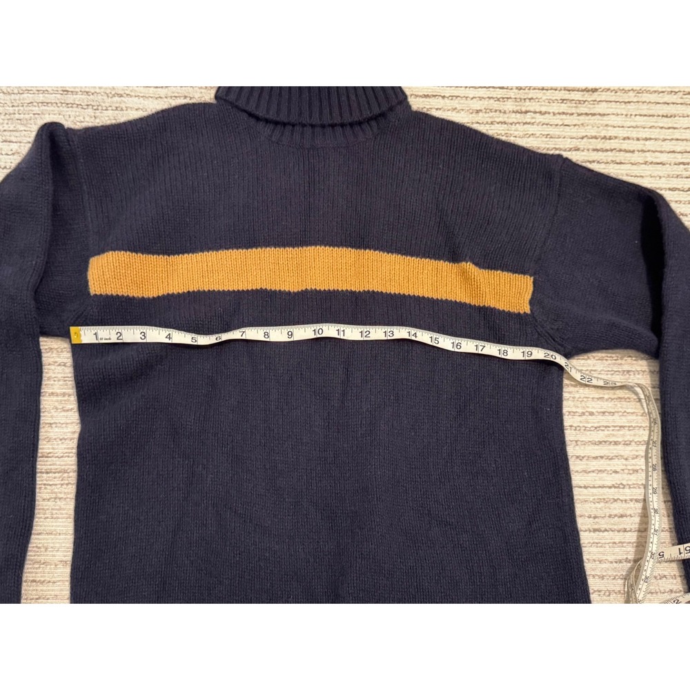 Vintage Timberland Mens Navy Blue Lambswool Blend Striped Turtleneck Sweater M - Picture 6 of 11